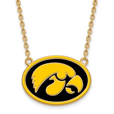 Black Bow Jewelry 14k Yellow Gold Plated Sterling Silver Iowa Hawkeyes NCAA Necklace 18 Inch