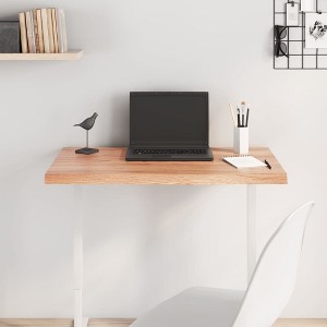 vidaXL Table Top Light Brown 31.5"x15.7"x(0.8"-1.6") Treated Solid Wood Oak - 1 of 4