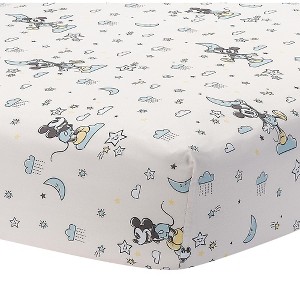 Lambs & Ivy Disney Baby Moonlight Mickey Mouse Fitted Crib Sheet - White - 1 of 4