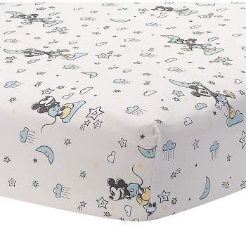 Lambs & Ivy Disney Baby Moonlight Mickey Mouse Fitted Crib Sheet - White