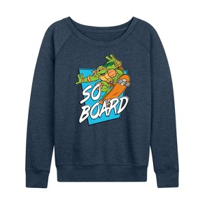 Women's - Teenage Mutant Ninja Turtles - So Board Lightweight French Terry Wide Neck Long Sleeve Shirt - 1 of 4