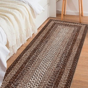 Living Room Rug, Washable Braided Rug, Non Slip Accent Carpet Braided Print, Indoor Rustic Area Rug Border Carpet for Bedroom Home Decor - 1 of 4