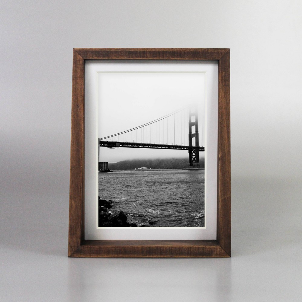 Photos - Photo Frame / Album 6.5" x 8.5" Matted to 5" x 7" Frame Tabletop Stained Walnut - Threshold™