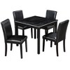 FONTOI Modern Wooden Dining Table Set with Square Table and Upholstered Chairs for Elegant Home Dining and Kitchen Spaces, Black, 34.5"*34.5"*30" - 3 of 4
