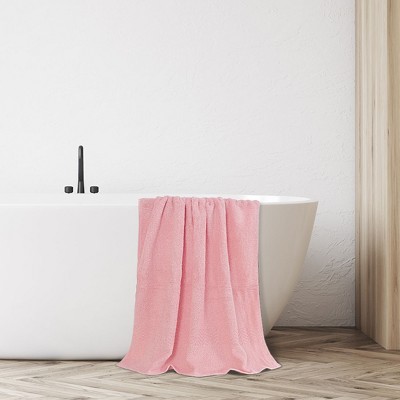 at Home Cotton Grid 27 x 52 Pink Bath Towel