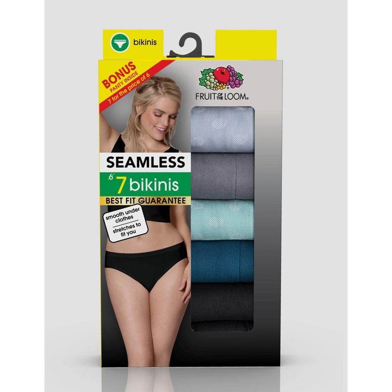 Fruit of the Loom Women's 6+1 Bonus Pack Seamless Bikini Underwear - Colors May Vary , 3 of 6
