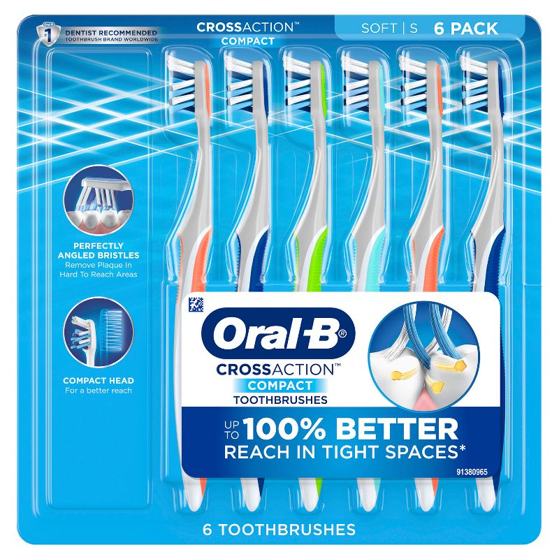 Oral-B Cross Action Manual Toothbrush - 6ct - Soft, 1 of 13