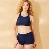 Women's High Waist Tummy Control Swim Shortie - Shade & Shore™ Navy Blue - 3 of 4