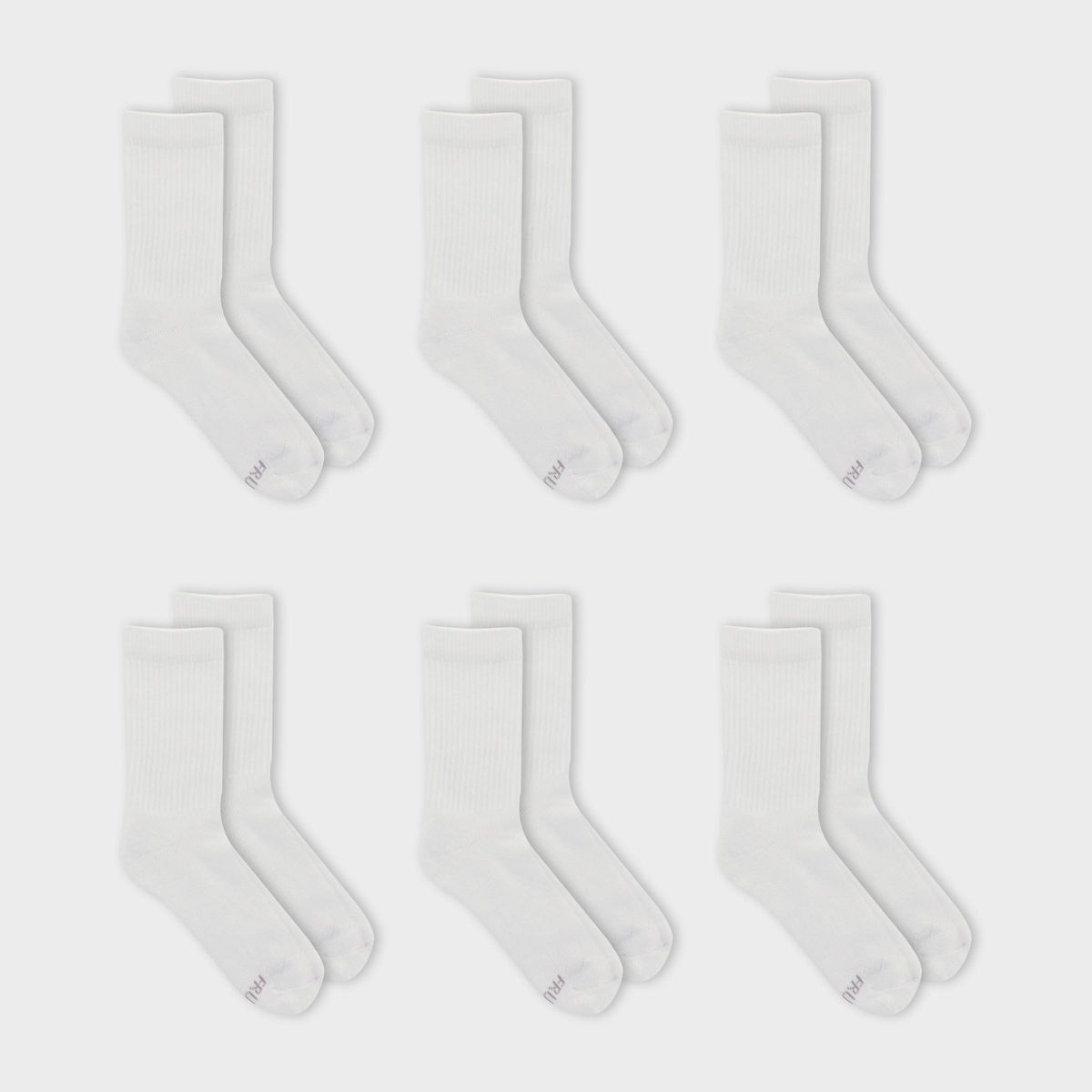 Fruit of the Loom Women's Cushioned 6pk Crew Athletic Socks 4-10