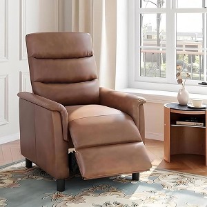 Garvee Recliner Chair for Living Room Lounge Chaise Wingback Single Sofa Modern Home Theater Seating, Adjustable Height, Faux Leather, Brown - 1 of 4