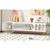 Chic Crate - 70" Modern Media Console w/ 3 Open Shelves & 2 Cabinets - Slim TV Stand for Living Room - Smoked Oak & Black Metal - 4 of 4