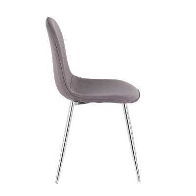 Set of 2 Charcoal Gray Velvet Upholstered Side Chairs with Metal Legs