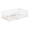 NicBex Twin/Full Size Floor Bed,Montessori Floor Bed with Fence and Door,Wood Floor Bed for Kids,Girls,Boys,Wood Slats Support - 2 of 4