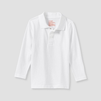 Toddler Boys' Adaptive Long Sleeve Polo Shirt - Cat & Jack™ White