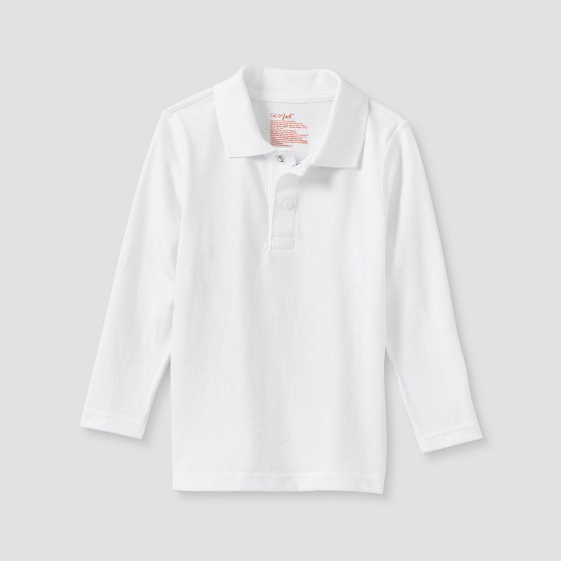 Toddler Boys' Adaptive Long Sleeve Polo Shirt - Cat & Jack™ White, 1 of 4