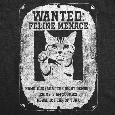 Мужские футболки Crazy Dog T-Shirts, Inc. Mens Funny T Shirts Wanted Feline Menace Sarcastic Kitten Joke Tee For Men - Crazy Dog Men's T Shirt For Cat Lovers Black M — фото 2