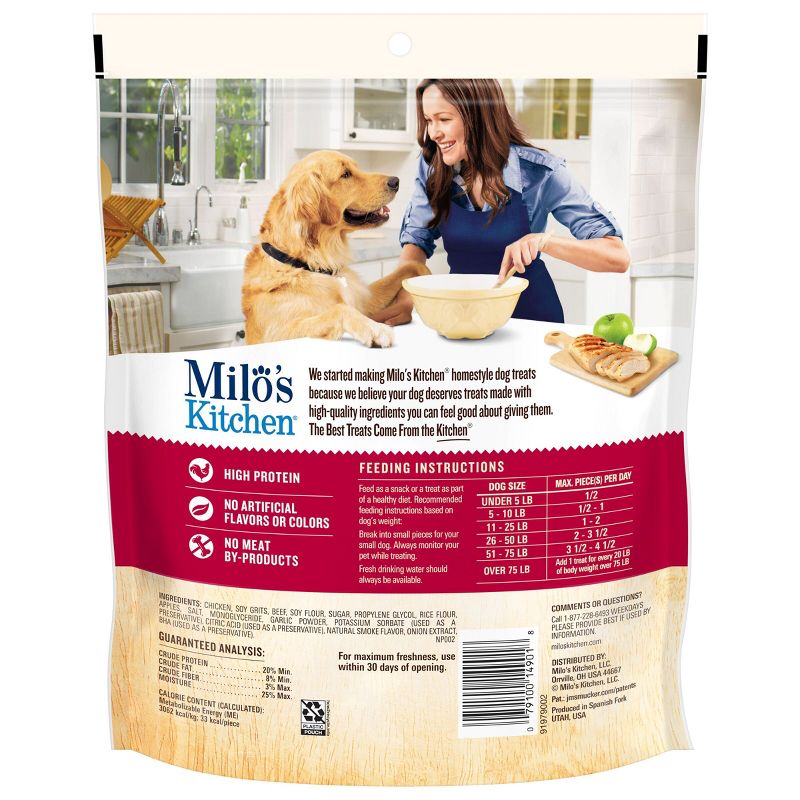 Milo&#39;s Kitchen Chicken and Apple Sausage Slice Chewy Dog Treats - 18oz, 3 of 6