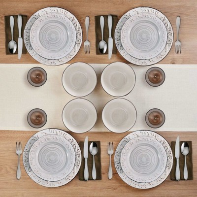 Pfaltzgraff Trellis White Ceramic 12-Piece Dinnerware Set