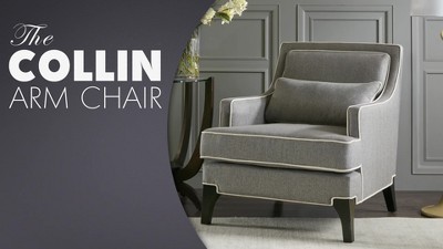Cream and Dark Brown Wide Accent Chair with Pillow