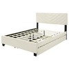HomeRoots Beige Tufted Upholstered Queen Bed Frame With Trundle And Drawers - 4 of 4