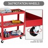 ORRD 3-Tier Rolling Tool Cart, Heavy-Duty Metal Utility Storage Organizer with Handle & Wheels, Red - 4 of 4