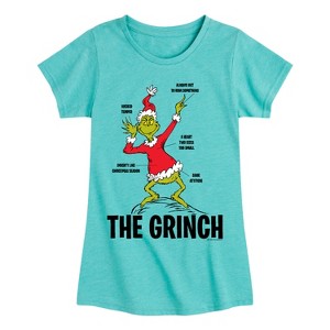 Girls' - Dr. Seuss - The Grinch Diagram Fitted Short Sleeve Graphic T-Shirt - 1 of 4