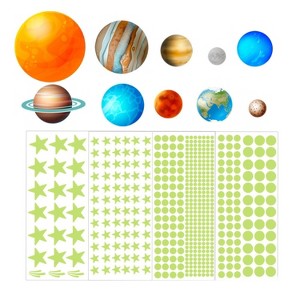 YG028 Nine Planets Dots Stars Glow In The Dark Stickers Luminous Wall Stickers For Kids Room - 1 of 4