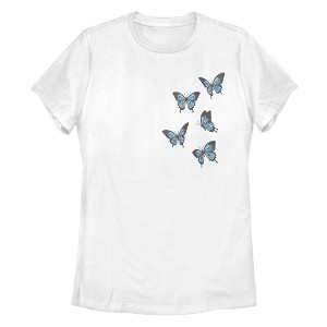 Women's Lost Gods Blue Butterflies T-Shirt - 1 of 4