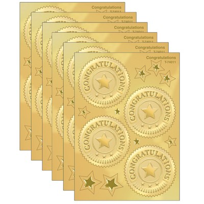 Trend Enterprises 2" Congratulations (Gold) Award Seals Stickers (T-74011-6)