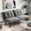 63" Convertible Velvet Sofa Bed,Modern Folding Twin Sleeper with Adjustable Backrest for Small Apartment Living Room-Baofuwish - 2 of 4