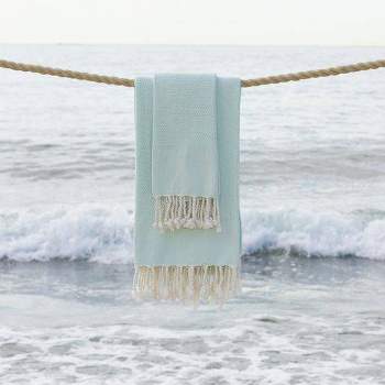Set of 2 Fun in Paradise Pestemal Beach/Hand Towels Seafoam - Linum Home Textiles
