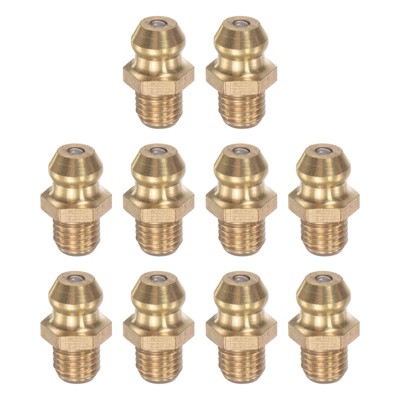 Unique Bargains Brass Straight Hydraulic Grease Fitting Accessories 10 Pcs