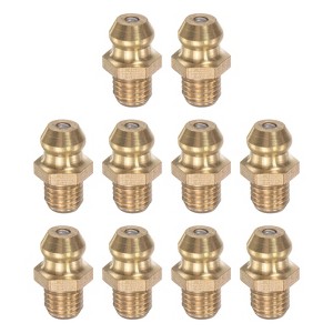 Unique Bargains Brass Straight Hydraulic Grease Fitting Accessories 10 Pcs - 1 of 4