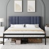 Platform Bed Frame with Velvet Headboard - 2 of 4