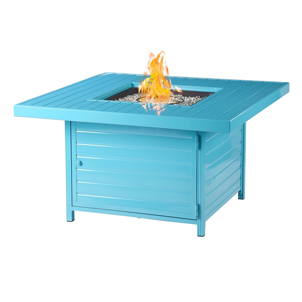 Photos - Electric Fireplace 42" Square Aluminum 55000 BTUs Propane Fire Table with 2 Covers - Blue - O