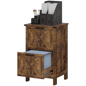 Aghana Digitals Rustic Brown 2-Drawer File Cabinet with Barn Door Design, Adjustable Bars for - 1 of 4