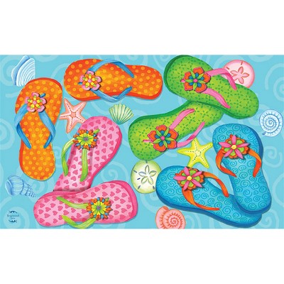 Briarwood Lane Summer Doormat 30x18 Indoor Outdoor Summer Flip Flops Nautical For Summer Doormat