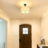 PAKOKULA 3-Light Black Drum Dimmable Semi-Flush Mount Ceiling Light with White Fabric Shade - 3 of 4