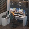 FUFU&GAGA White L-Shaped Corner Computer Desk PC Table Shelf Drawer - 3 of 4