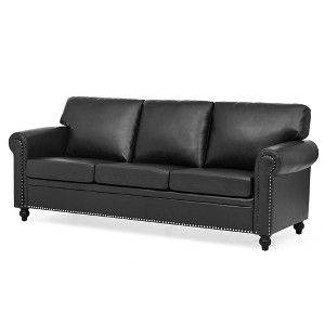 NicBex 3 Seater Sofa Couch with Extra Deep Seat Modern Upholstered PU Leather Couch with Wood Legs for Living Room - 1 of 4