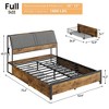 Metal Platform Bed Frame with Charging Station and 4 Storage Drawers, Ergonomic Storage Headboard, No Box Spring Needed, Brown - 2 of 4