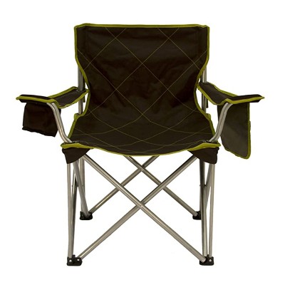 TravelChair 599LM Big Kahuna 800LB Limit Foldable Portable Lightweight Outdoor Camping Chair w/ Mesh Pocket, Large Cup Holder, Carry Bag, Brown/Green
