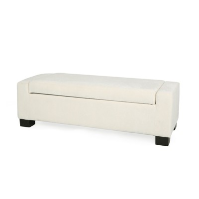 DSVIMOY Rectangular Ottoman Bench with Hinged Lid for Footrest, and Hidden Storage, Perfect for Living Room, Bedroom, White, 50.25"*20"*16.75"