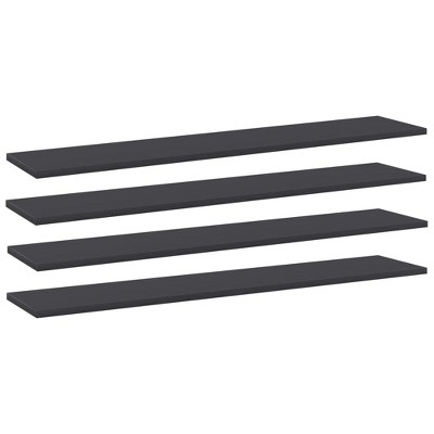 vidaXL Engineered Wood Bookshelf Boards, Minimalistic Gray Storage Boards, 4 Pieces in Pack