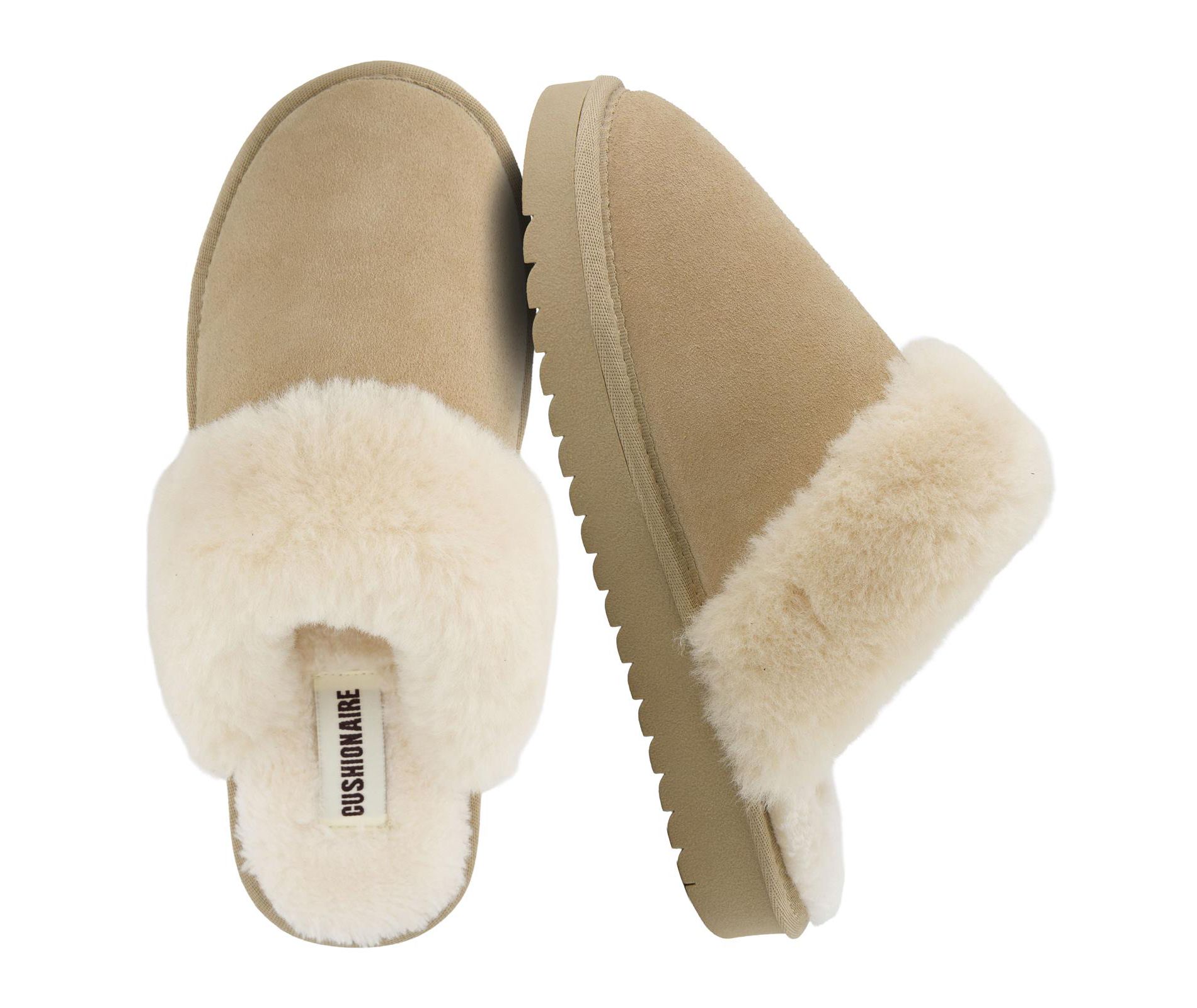 CUSHIONAIRE Hush Cozy Womens Slippers with Faux Fur Lining – Slip On  Comfortable Mule House Slippers for Women Indoor and Outdoor