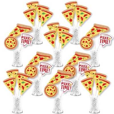 Big Dot of Happiness Pizza Party Time - Baby Shower or Birthday Party Centerpiece Sticks - Showstopper Table Toppers - 35 Pieces