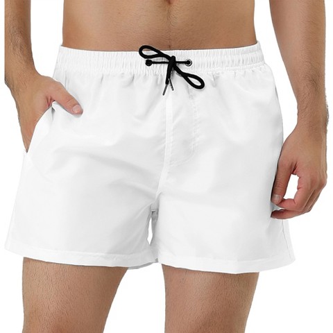 Мужские шорты Lars Amadeus Summer Drawstring Waist Solid Color Mesh Lining Swimming Board Shorts White 30, цвет: Белый