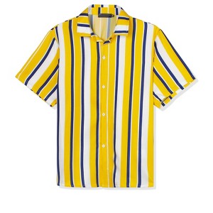 Lars Amadeus Men's Summer Striped Shirts Short Sleeves Button Down Beach Color Block Shirt - 1 of 4