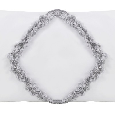 Boho Fringe White and Grey Cotton Body Pillow Cover