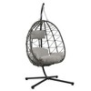 PAGED Indoor Outdoor PE Wicker Swing Chair with Foldable Design and Stand,Egg Chair for Patio,Porch,Garden - 2 of 4